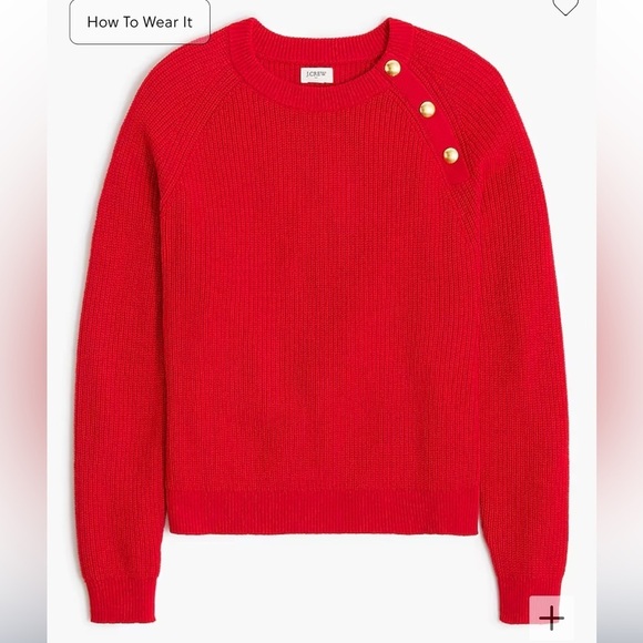 J crew classic cardinal red Button raglan crewneck sweater - Picture 3 of 4